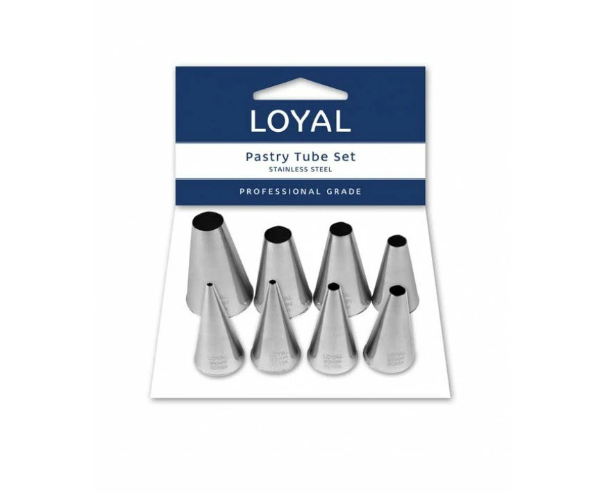 8pc Assorted Loyal Plain Pastry Stainless Steel Tube Set (Medium 2,3,5,7,9,11,13 and Large 15)