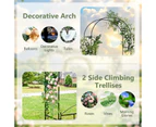 Costway 2.29M Flower Shaped Double Door Garden Arch Climbing Trellis w/Iron Wrought Gate Entrance Party Wedding Frame