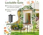 Costway 2.29M Flower Shaped Double Door Garden Arch Climbing Trellis w/Iron Wrought Gate Entrance Party Wedding Frame