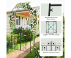 Costway 2.29M Flower Shaped Double Door Garden Arch Climbing Trellis w/Iron Wrought Gate Entrance Party Wedding Frame