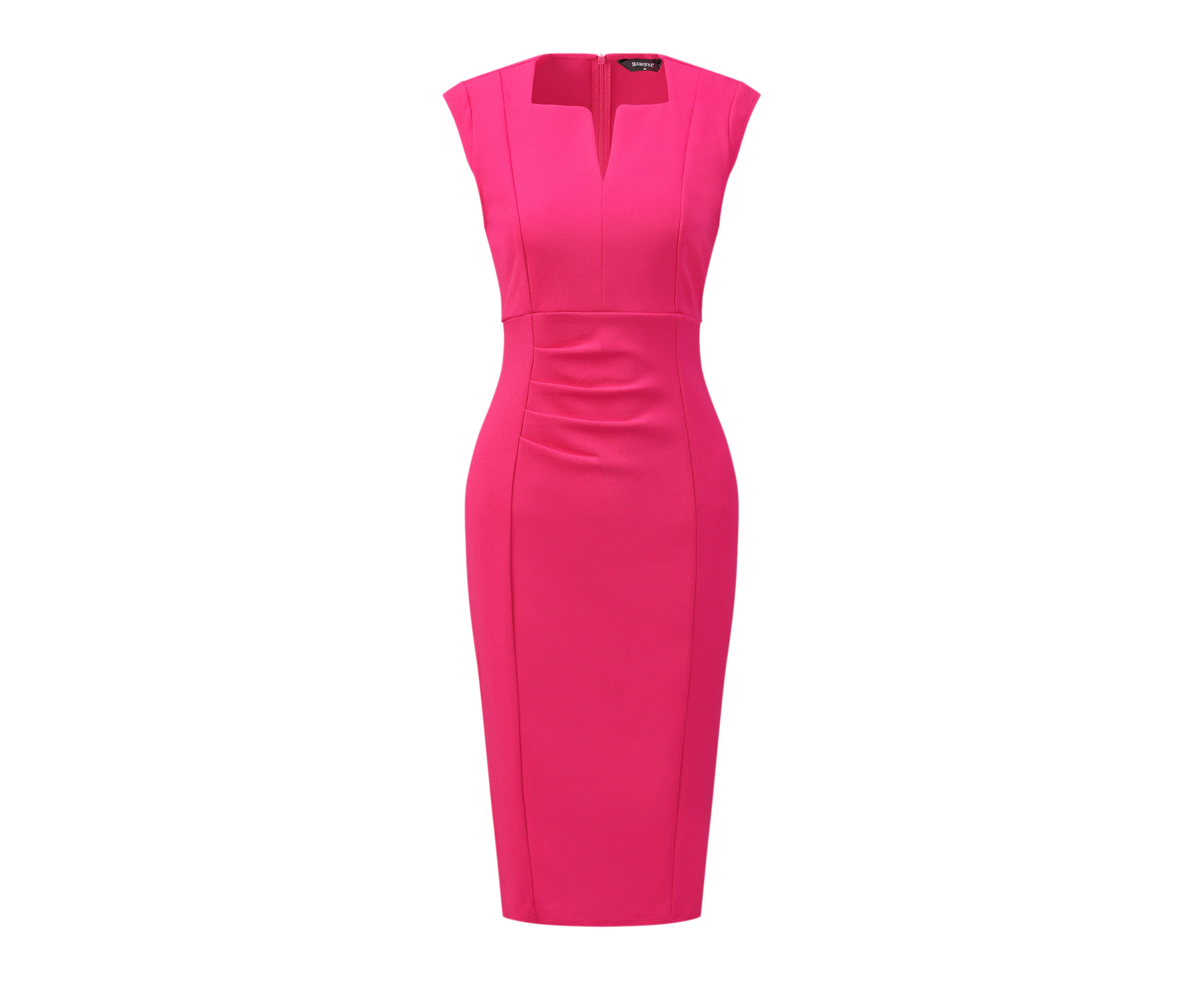 Allegra K Pencil Sleeveless Elegant Business Dress Hot Pink