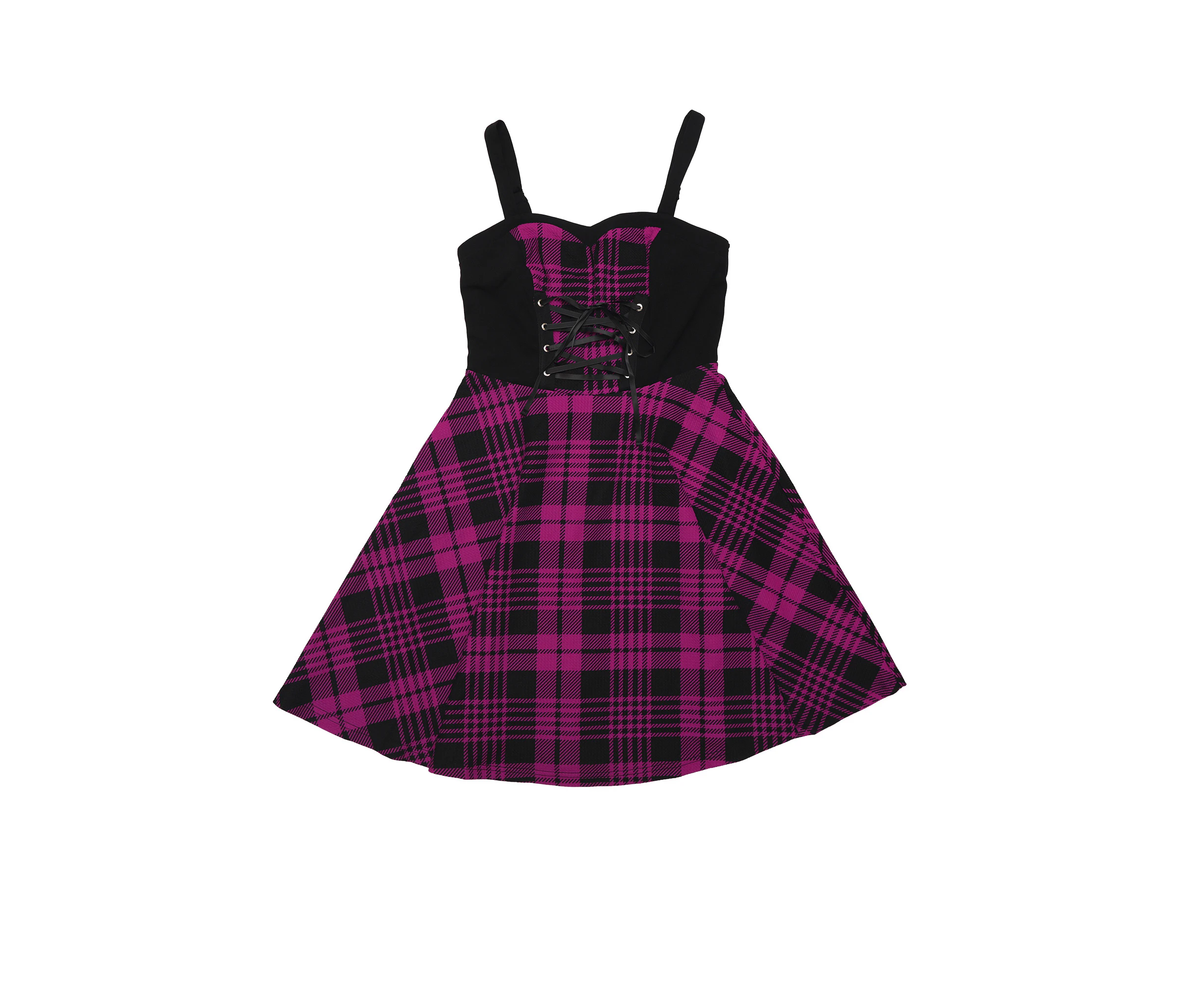 Allegra K Plaid Lace-Up Gothic Sleeveless Mini Party Dress Dark Purple