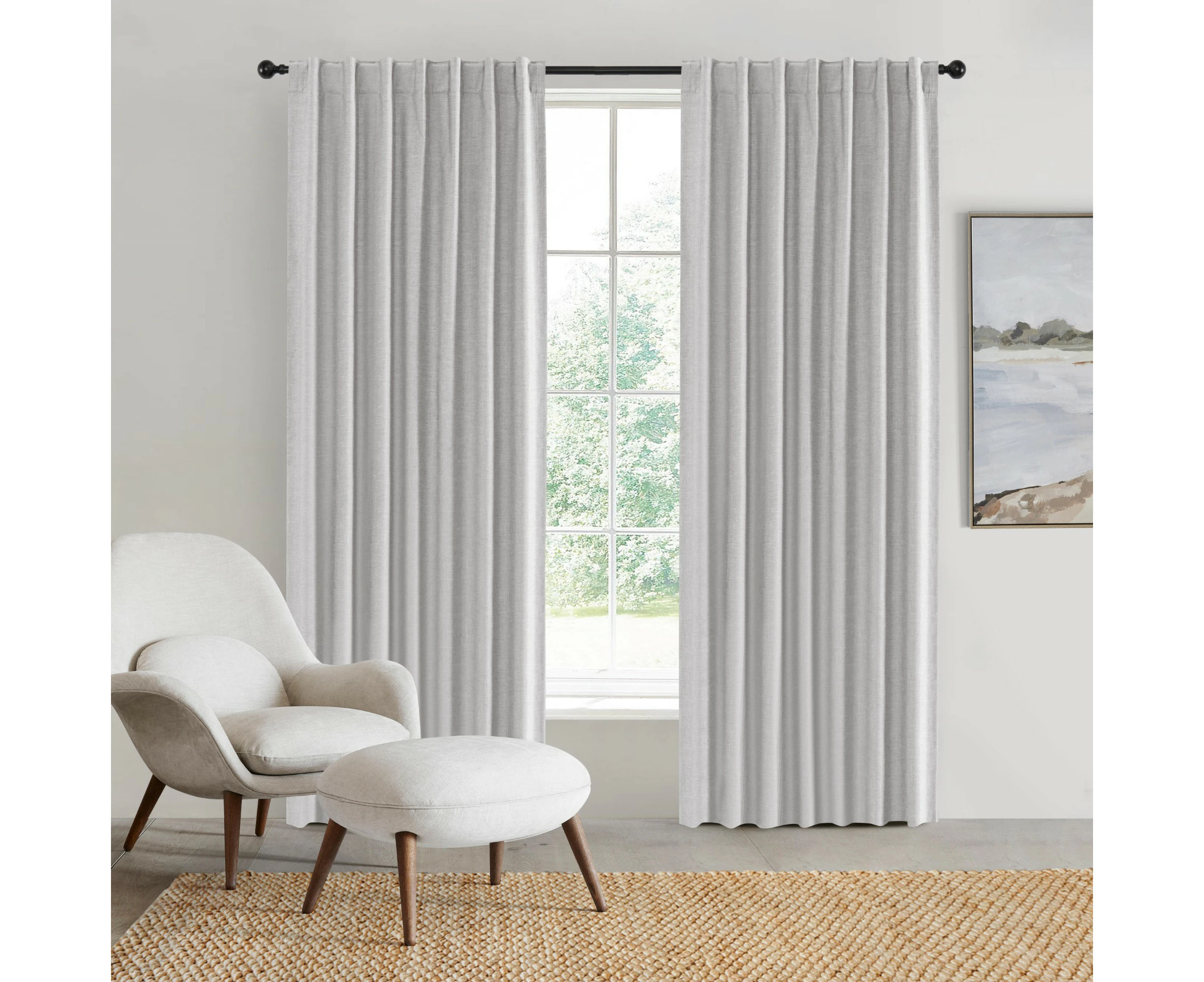 Sherwood Home 100% Blockout Concealed Tab Top Curtain Pair Grey