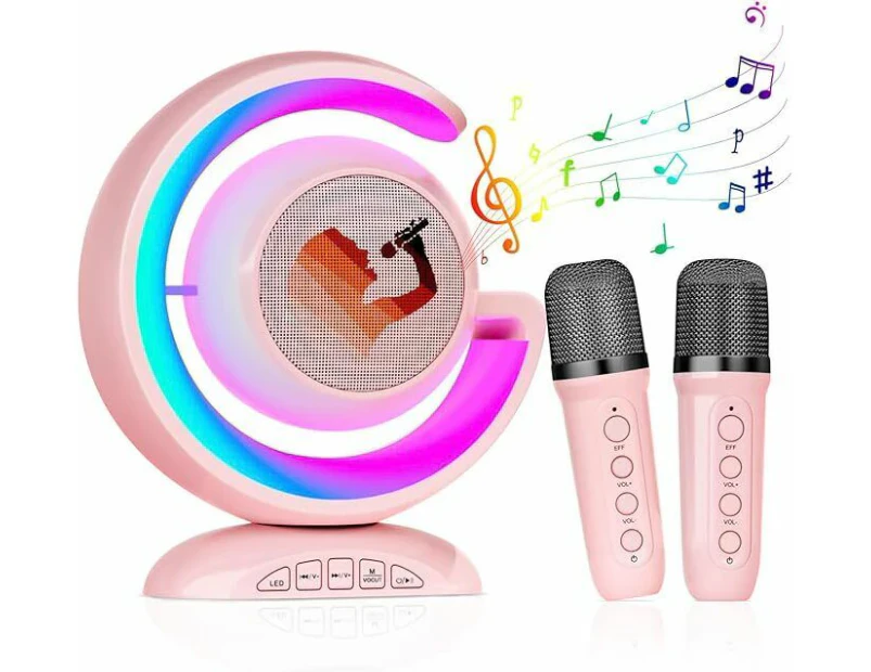 Mini Karaoke Machine Portable Bluetooth Speaker with 2 Microphone