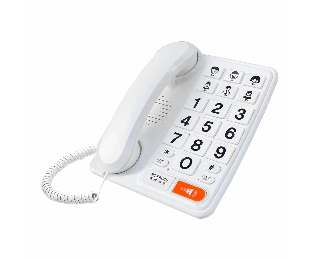 Big Buttons Phone for Seniors, Corded Telephone for Elderly for Living Alone, Hearing lmpaired, House Phones (White)