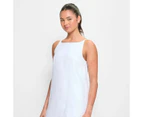 Linen Blend Scallop Hem Mini Dress - Lily Loves