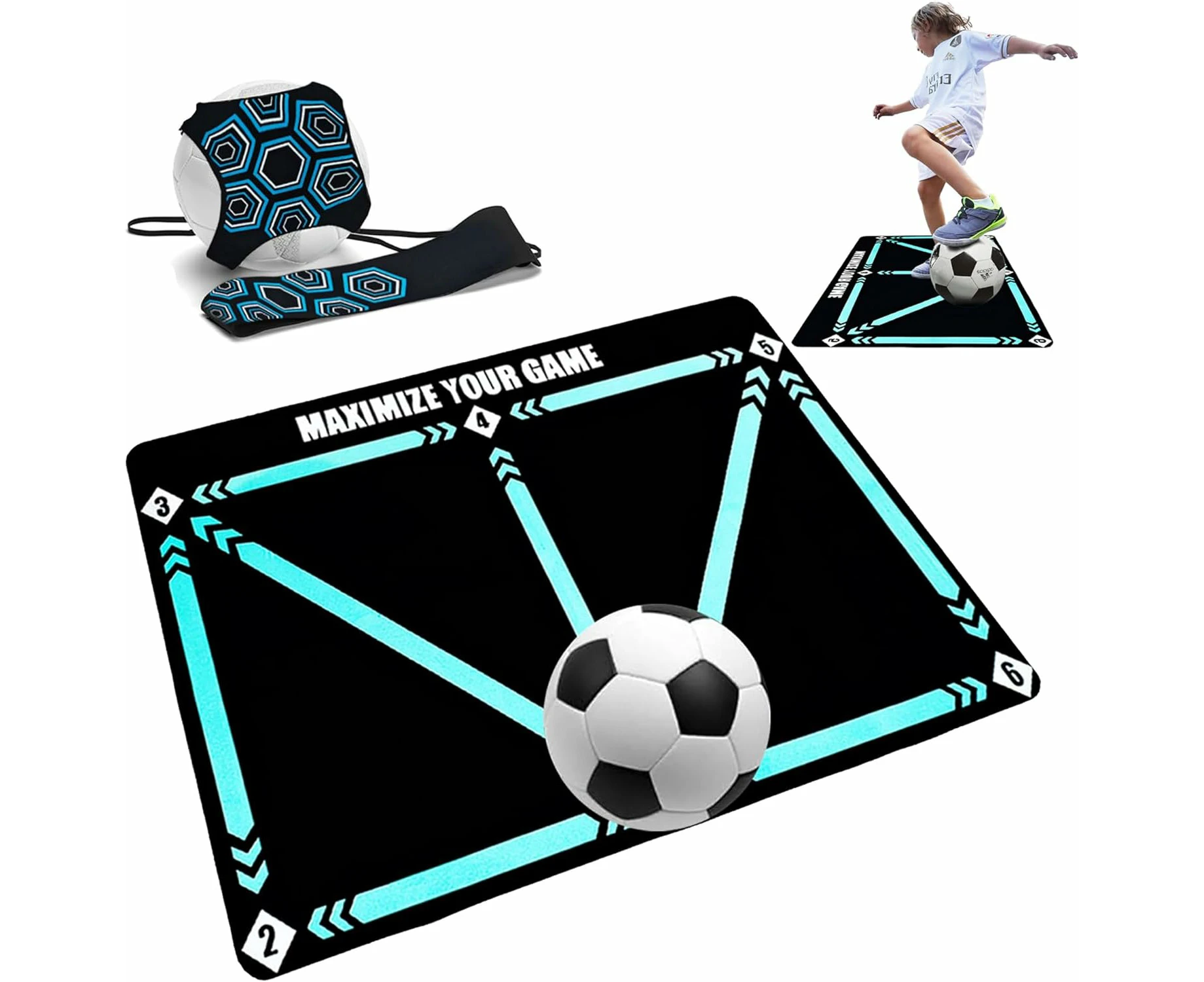 90x60cm Soccer Footstep Training Mat, Agility Footstep Training Mat for All Levels, Non-Slip Silent Equipment for All Ages to Improve Speed,Coordination