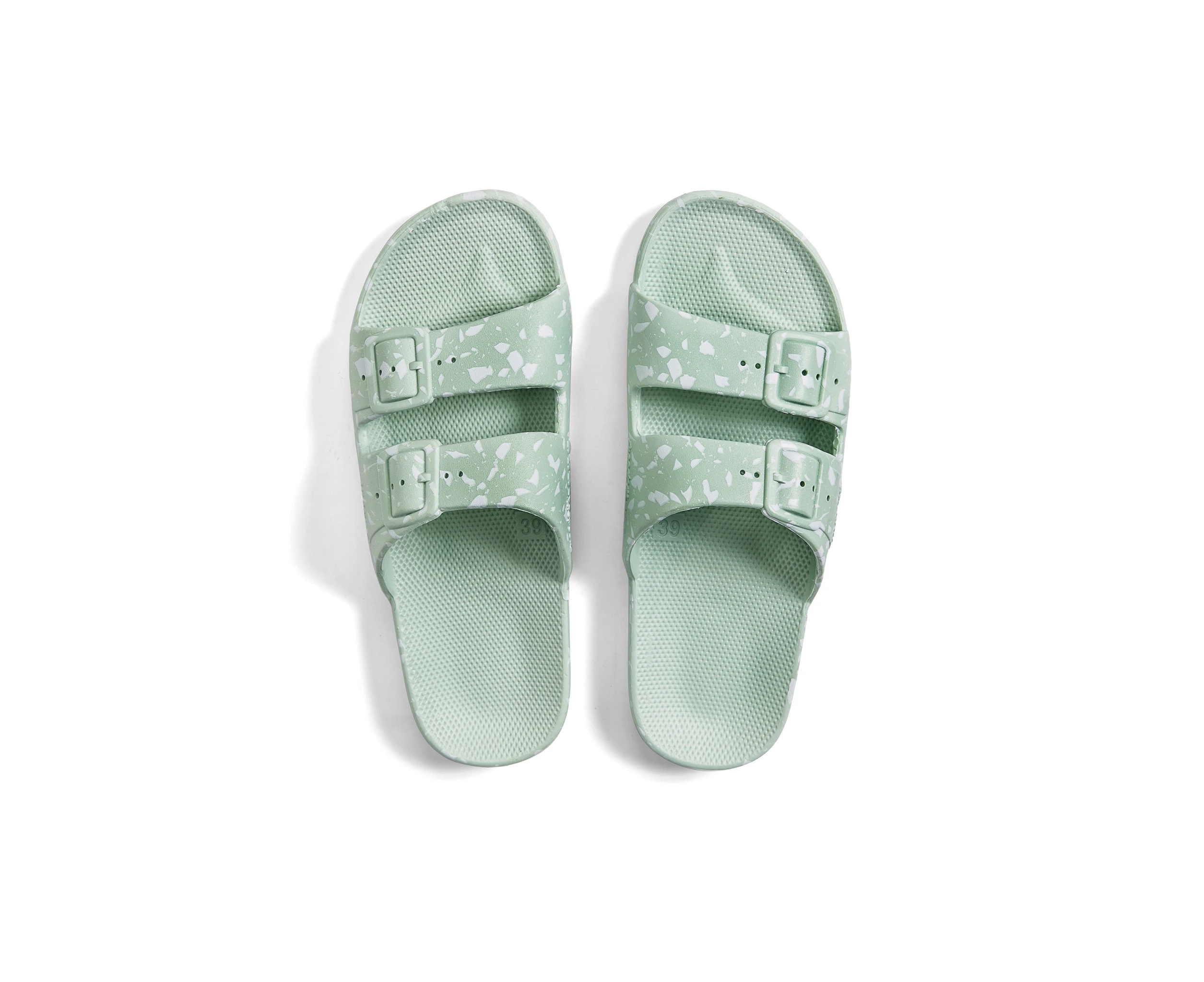 Freedom Moses Unisex Slides -  White Terrazzo Sage