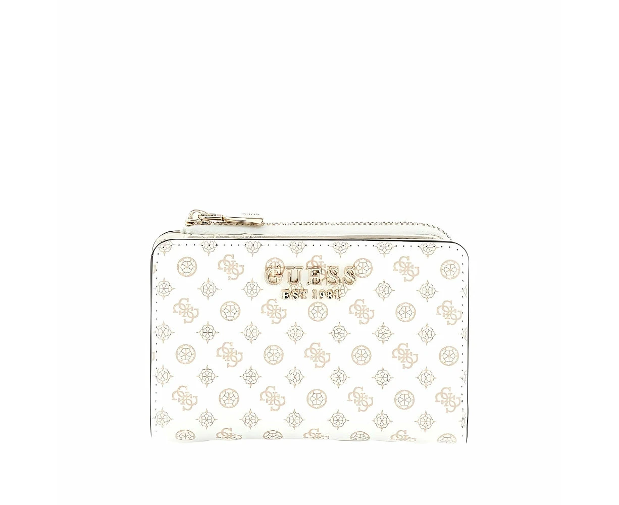 White Arlena Logo Zip Around Card Case