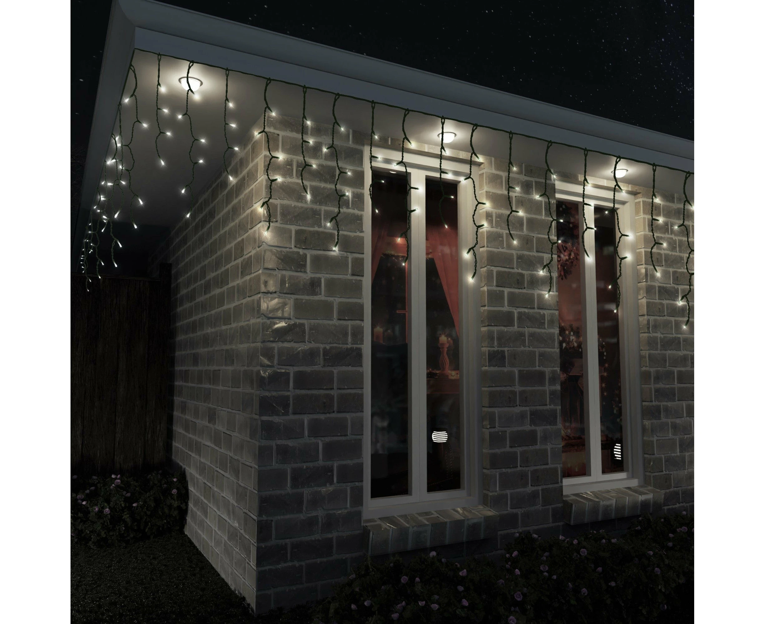 Solar 400 LED Icicle Lights - Cool White