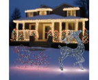 Solar LED Acrylic Sleigh with Reindeer White