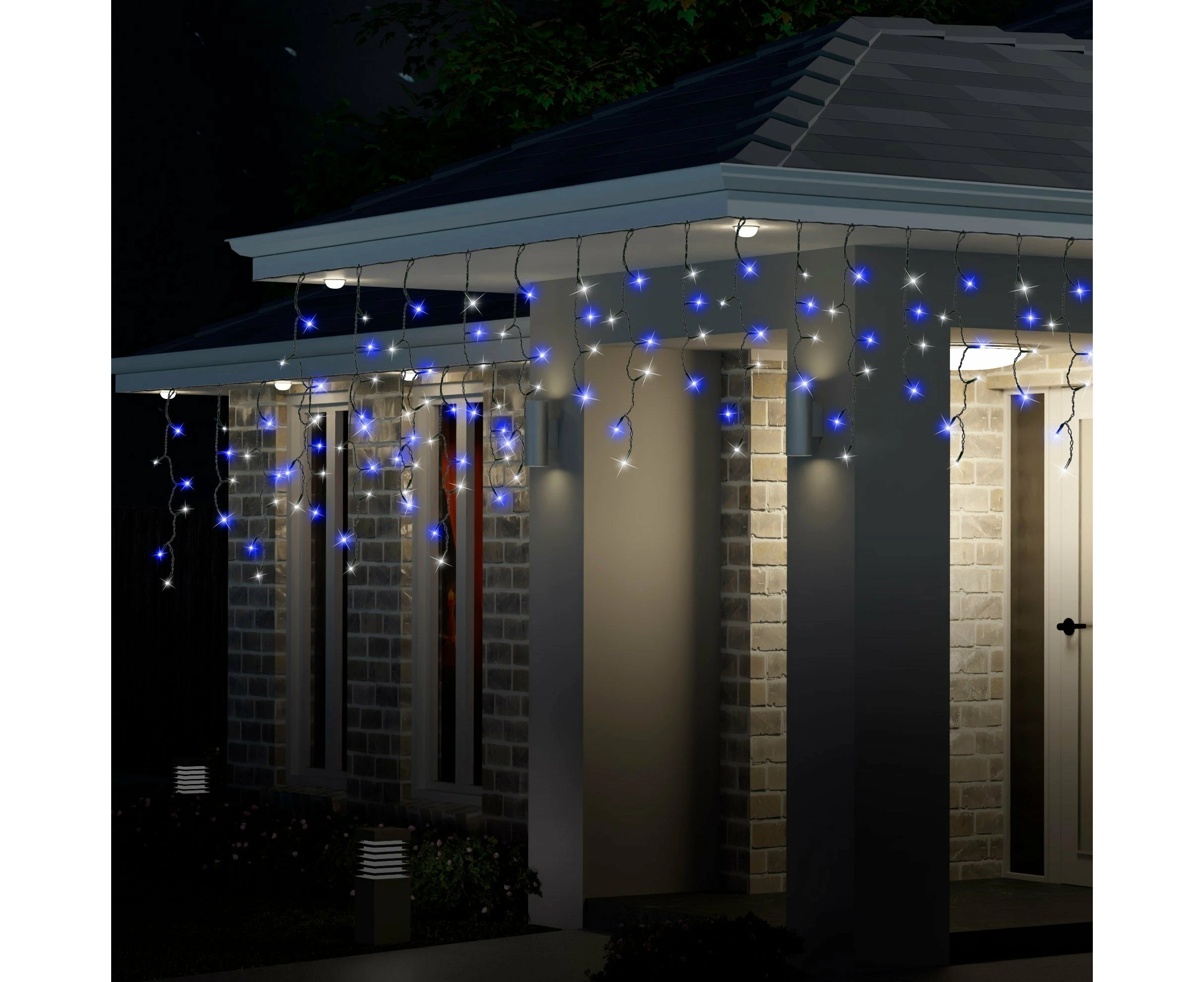 300 LED Icicle Flashing Lights - Cool White