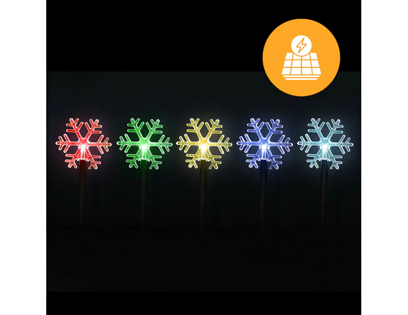 Solar Snowflake Path Lights 5 Pack, 35cm - Multicolor