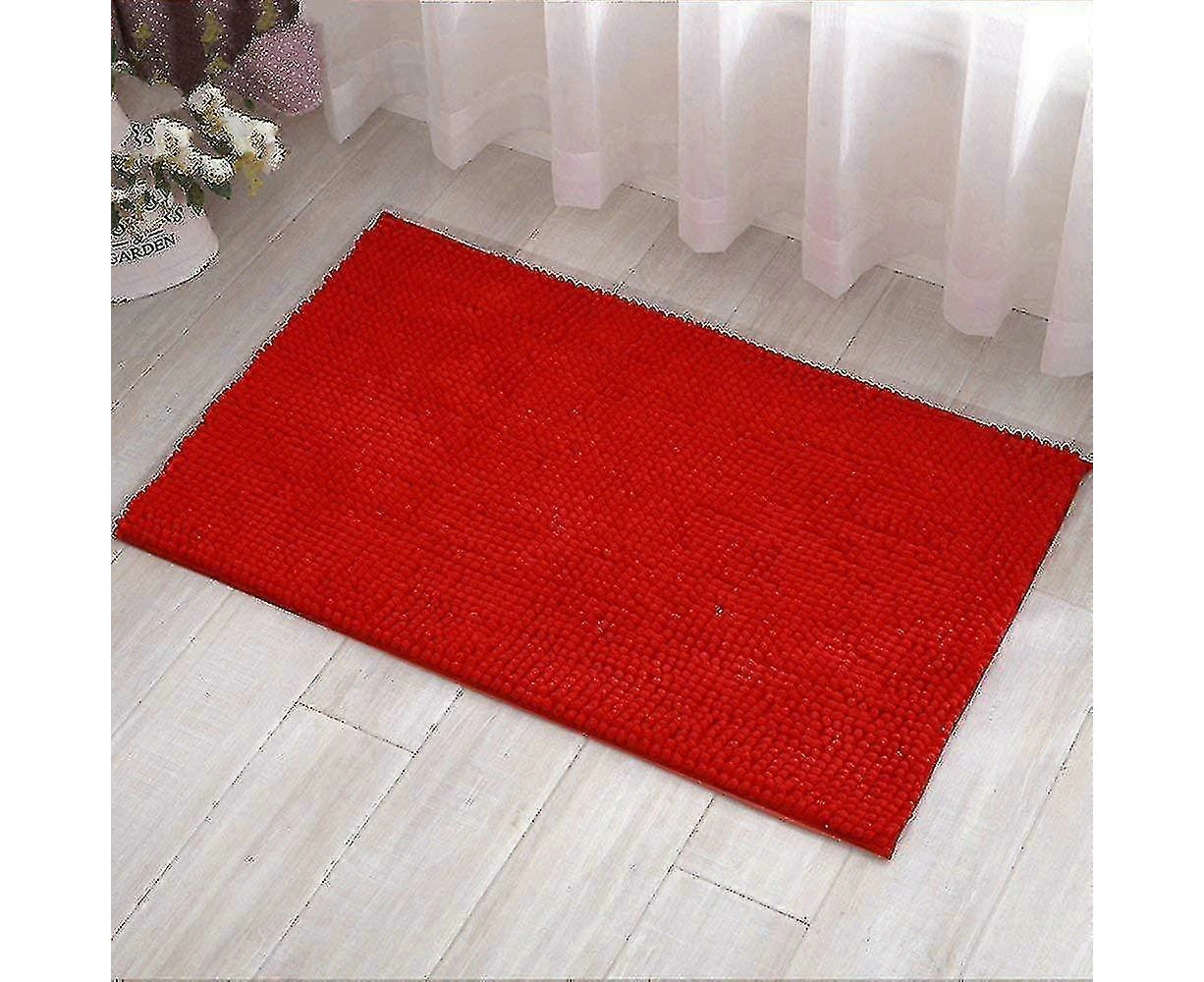 Bath Rug Super Soft Absorbent Non Ip Microfiber Chenille Carpet,red