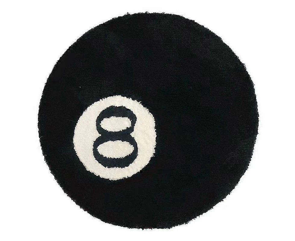 Simulation Billiards 8 Ball Rug Round Tufting Soft Chair Pad Anti-slip Bath Floor Mat Kids Bedroom Retro Black No 8 Carpet Drop