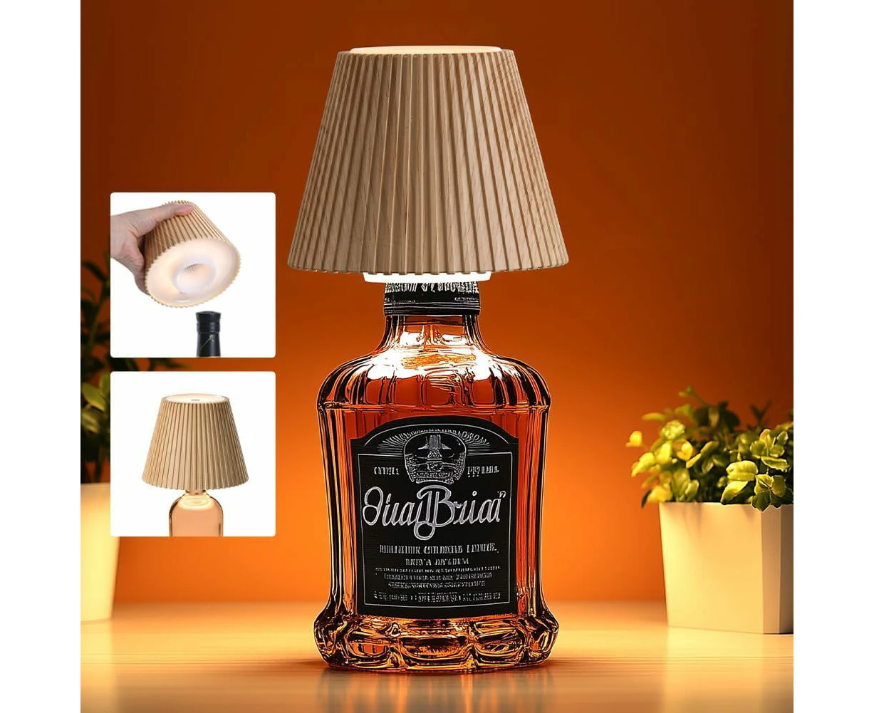 Cordless Bottle Lamp, 3-Level Table Lampshade Brightness, Touch Lamp for Bedside Table, Rechargeable Lamp for Bedroom, Bar