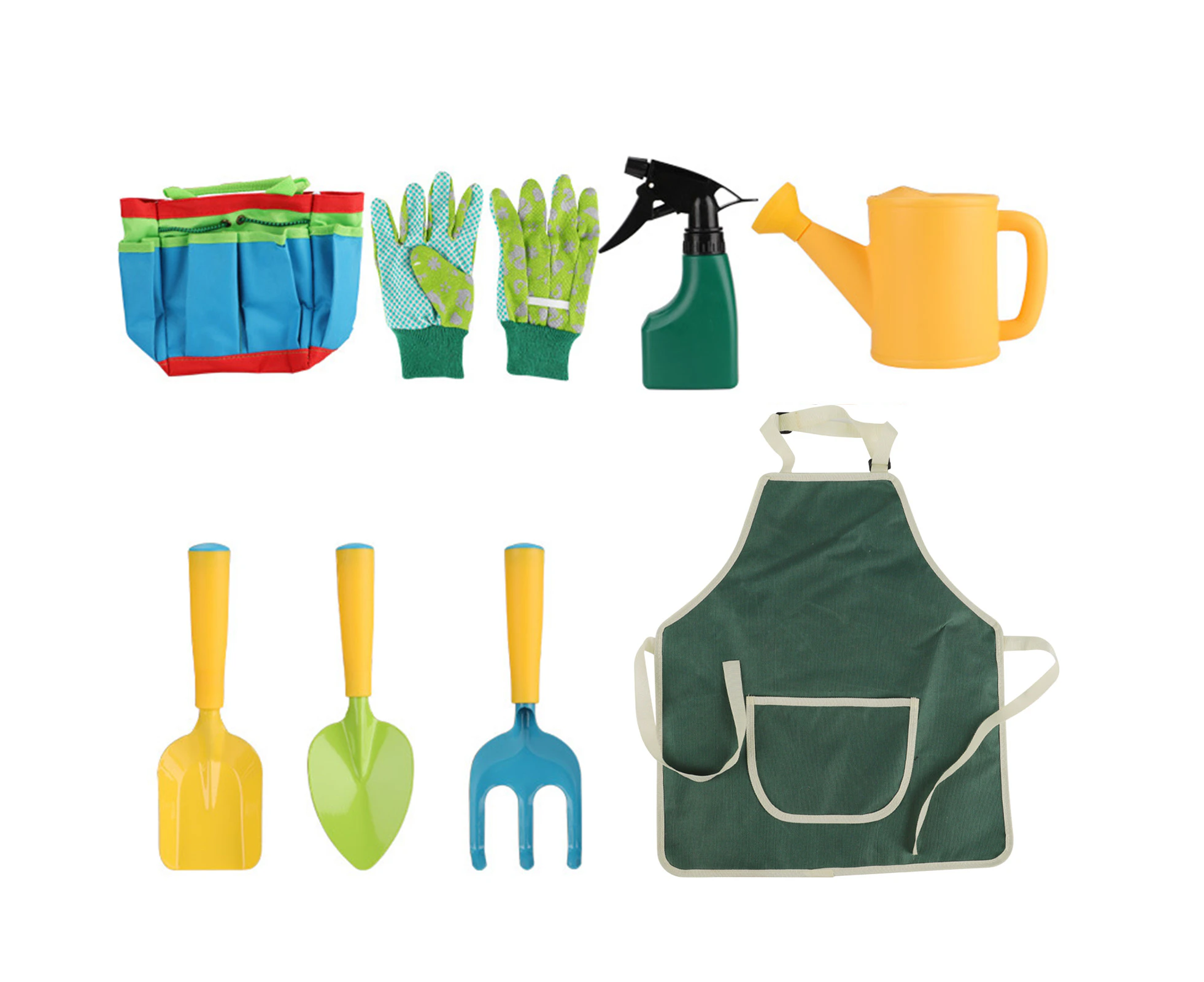 8PCS Kids Garden Tools Set Boys Girls Garden Play Toys Gardening Tote Bag Gardening Tool Kit Shovels Trowel Transplanter Hand Rake Gloves Garden Spray