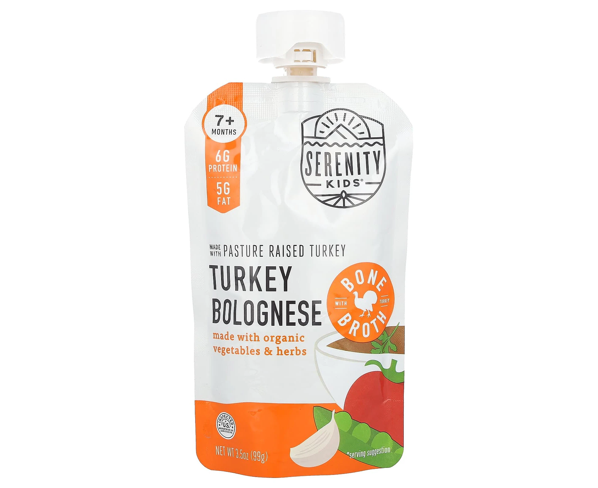 Serenity Kids, Turkey Bolognese with Organic Vegetables & Herbs, 7+ Months, 3.5 oz (99 g)