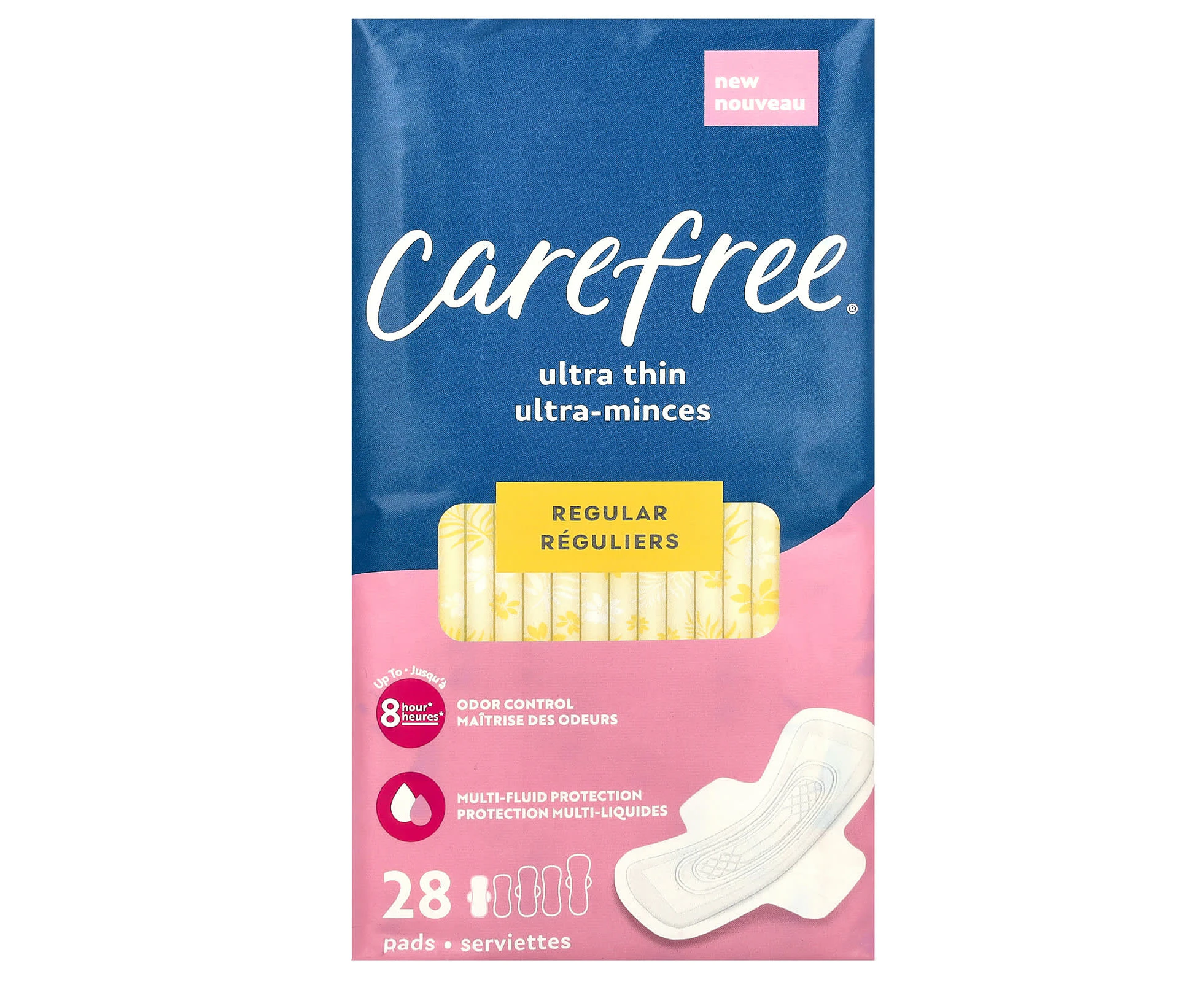 Carefree, Ultra Thin, Regular with Wings, 28 Pads