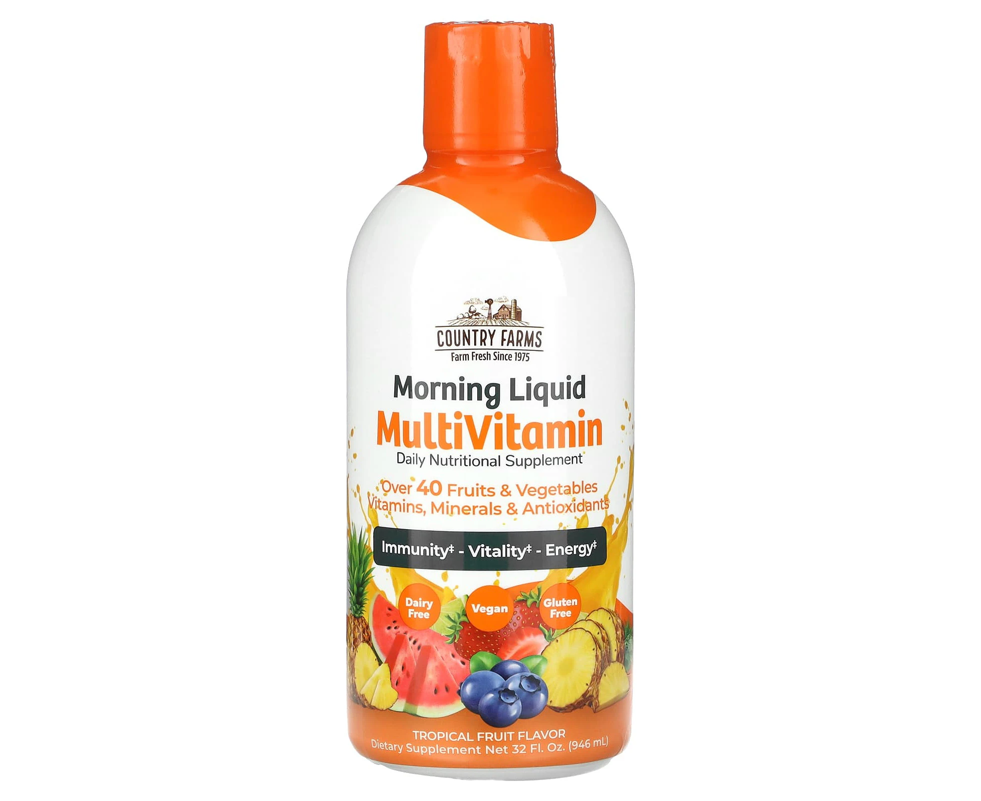 Country Farms, Morning Liquid Multivitamin, Tropical Fruit, 32 fl oz (946 ml)