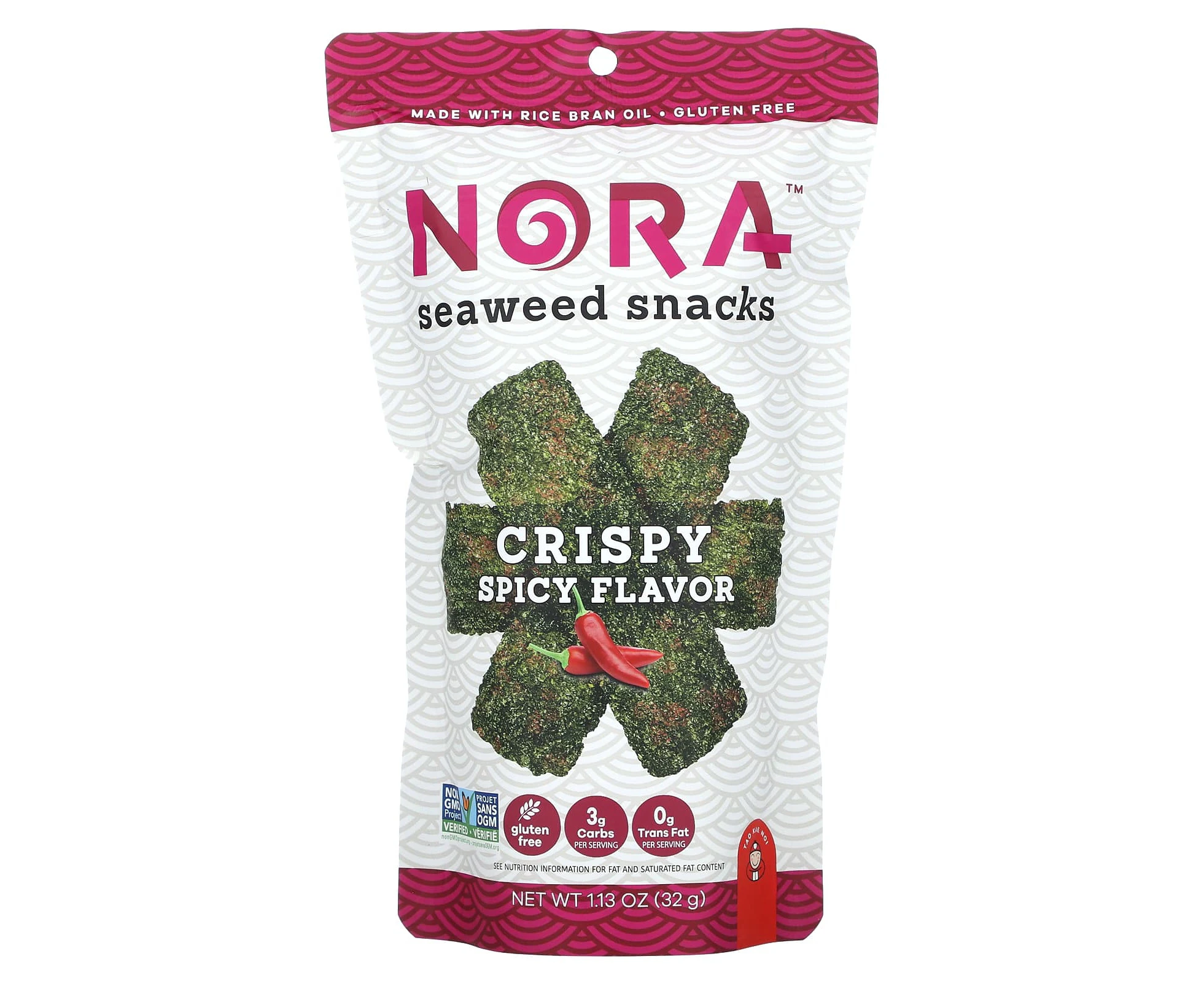 Nora Snacks, Seaweed Snacks, Crispy Spicy, 1.13 oz (32 g)