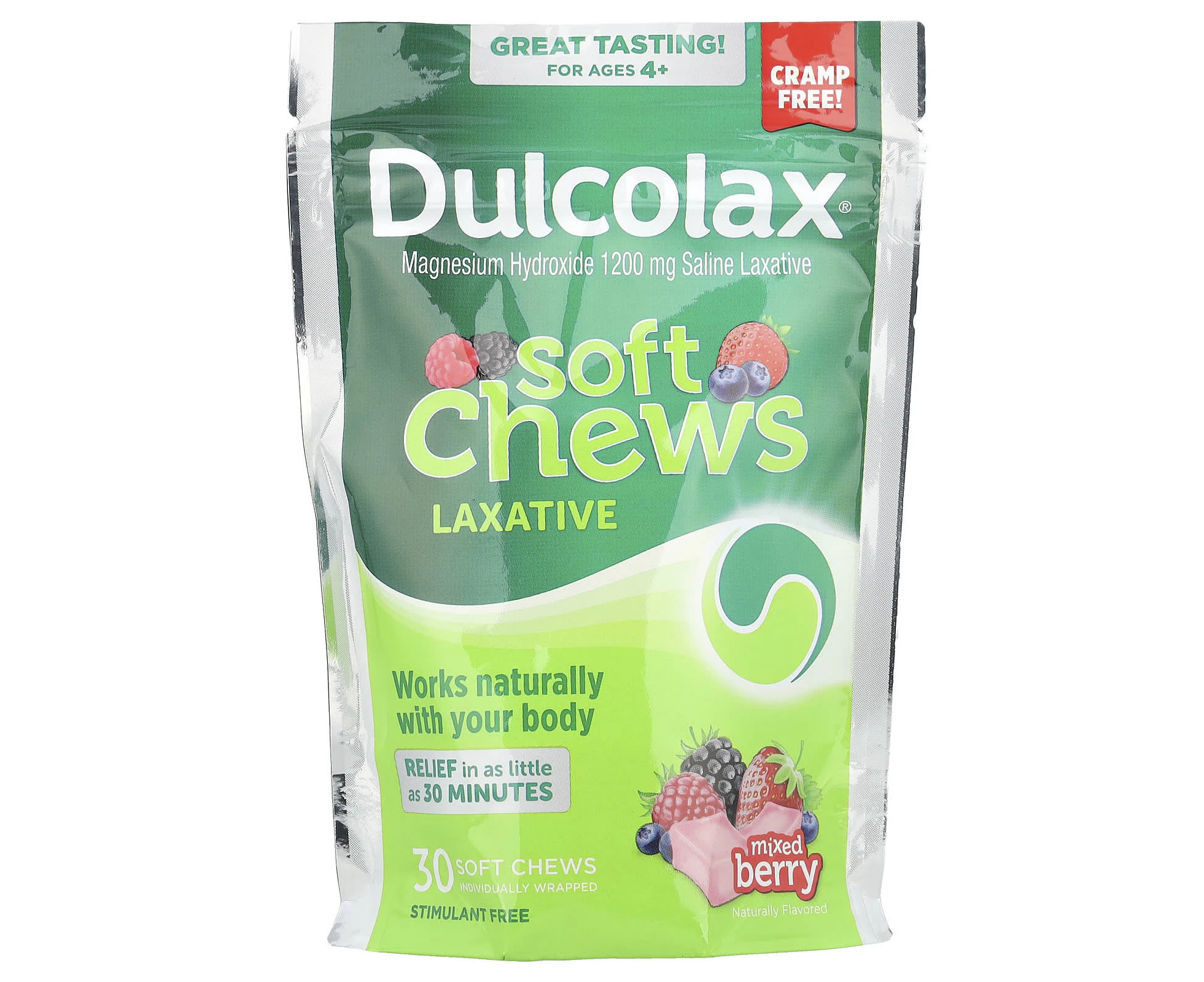 Dulcolax, Soft Chews Kids, Ages 4+, Mixed Berry, 30 Soft Chews