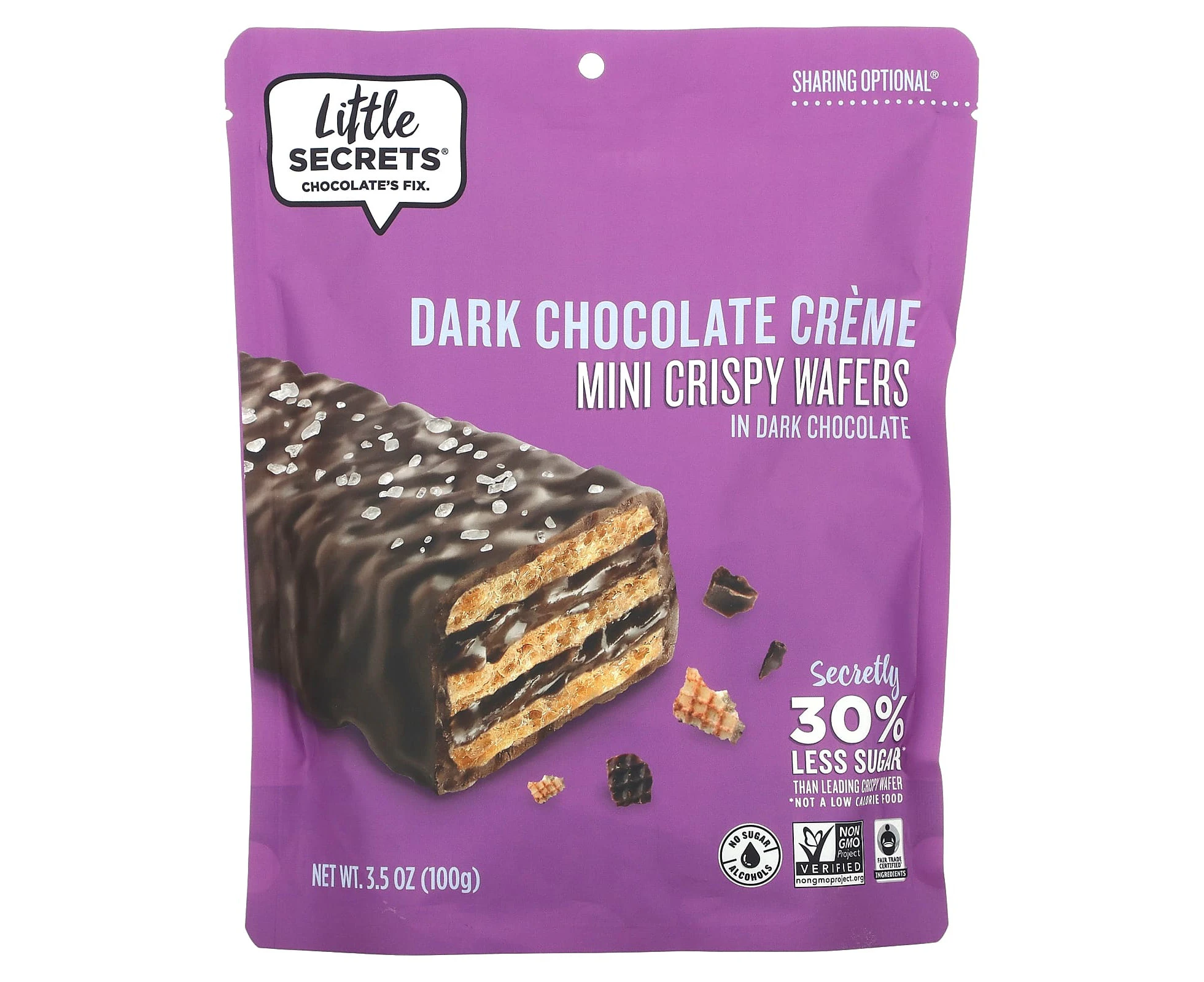 Little Secrets, Mini Crispy Wafers, Dark Chocolate Creme in Dark Chocolate, 3.5 oz (100 g)