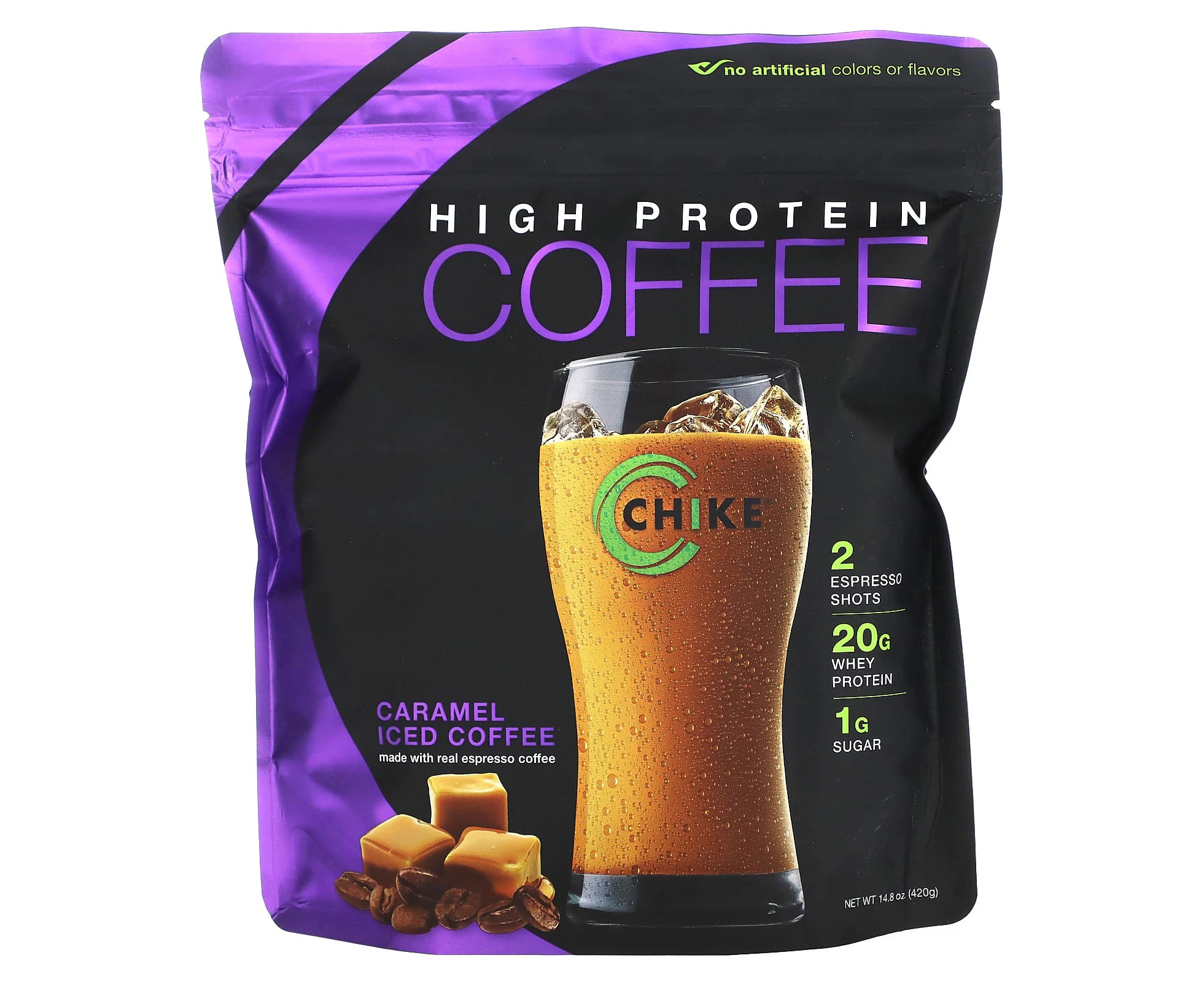 Chike Nutrition, High Protein Iced Coffee, Caramel, 14.8 oz (420 g)