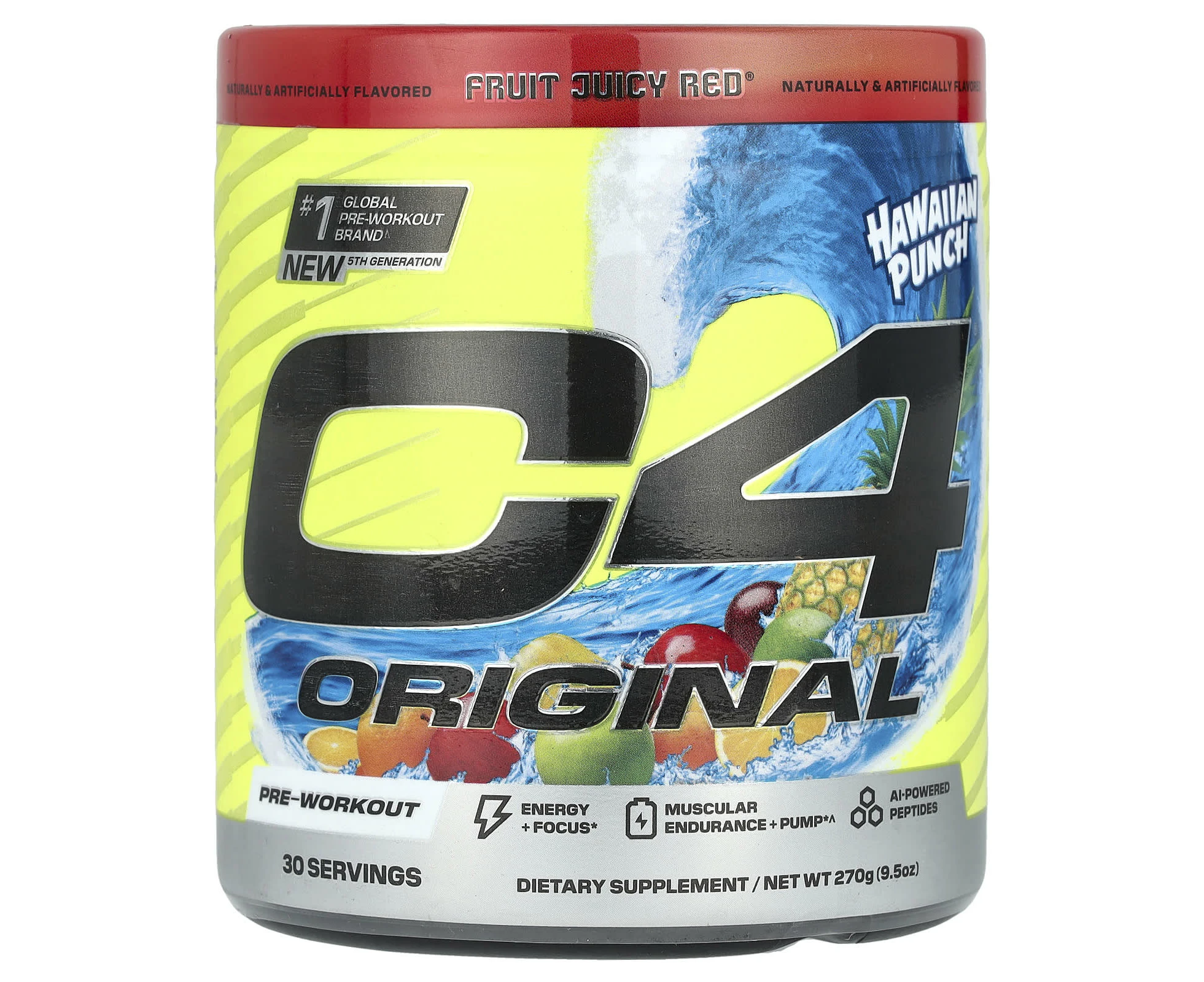 Cellucor, C4 Original, Pre-Workout, Hawaiian Punch¬Æ, Fruit Juicy Red¬Æ, 9.5 oz (270 g)