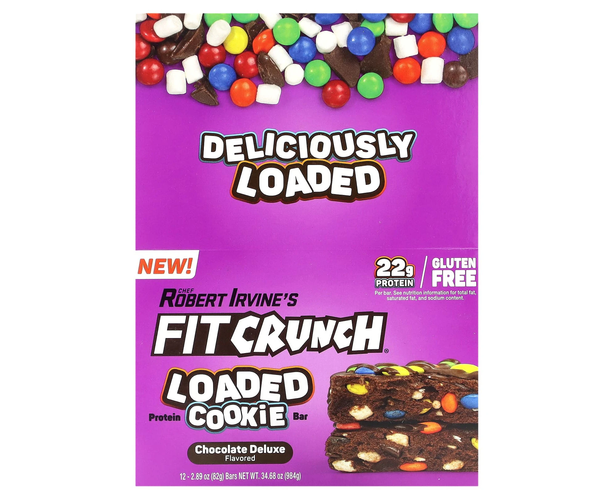 FITCRUNCH, Protein Loaded Cookie Bar, Chocolate Deluxe, 12 Bars, 2.89 oz (82 g) Each