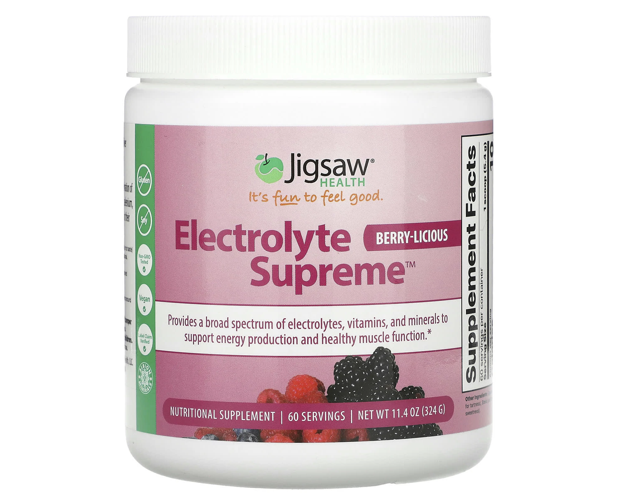 Jigsaw Health, Electrolyte Supreme, Berry-Licious, 11.4 oz (324 g)