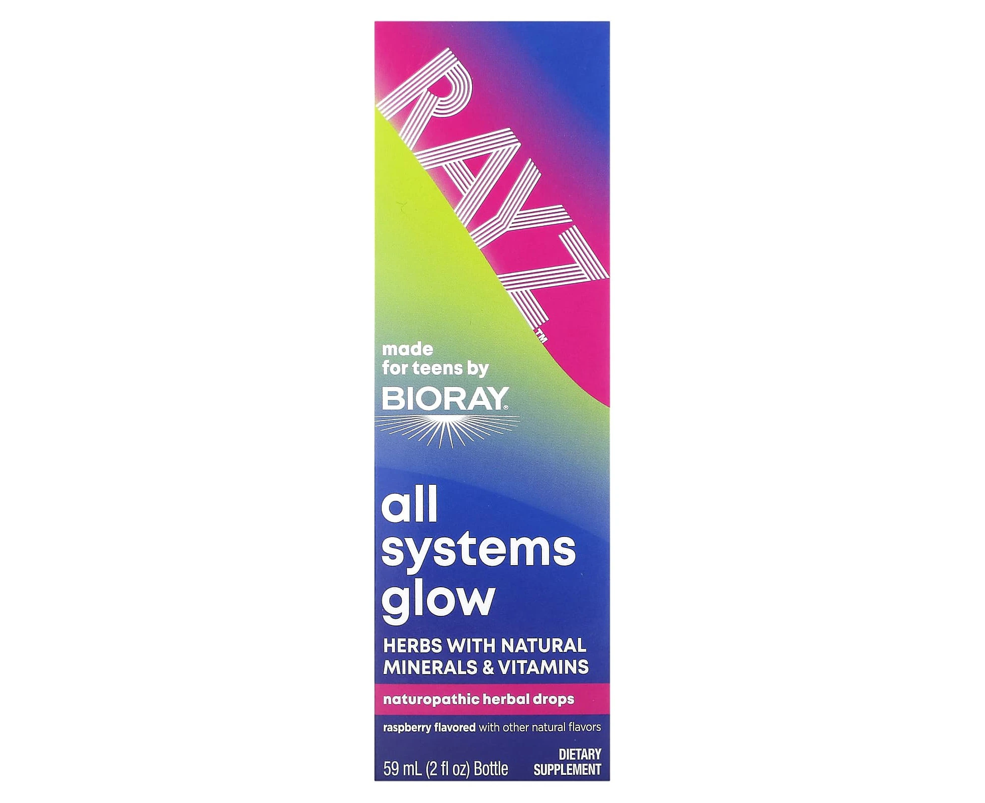 Bioray, Rayz, All Systems Glow, For Teens, Raspberry, 2 fl oz (59 ml)