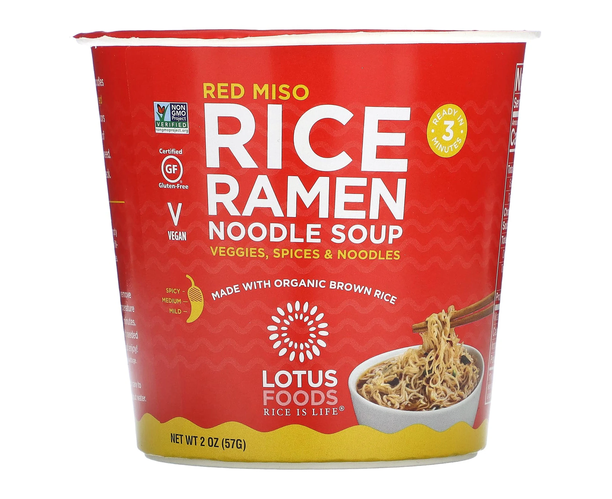 Lotus Foods, Rice Ramen Noodle Soup, Red Miso, 2 oz (57 g)