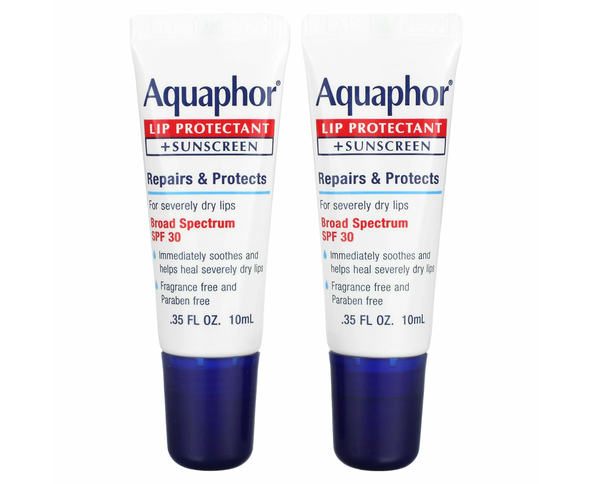 Aquaphor, Lip Protectant + Sunscreen, SPF 30, 2 Tubes, 0.35 fl oz (10 ml) Each