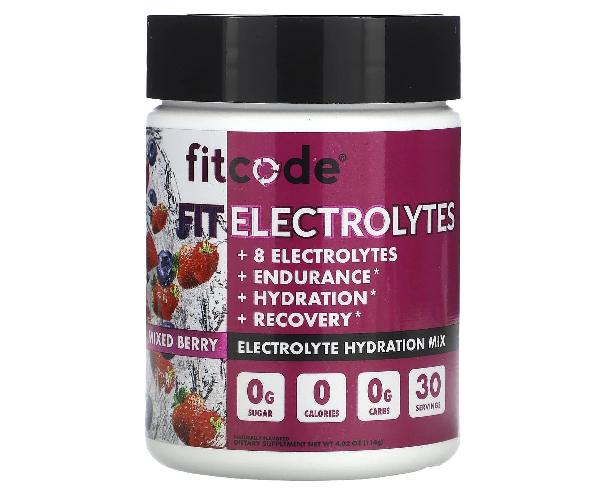 fitcode, Fit Electrolytes, Electrolyte Hydration Mix, Mixed Berry, 4.02 oz (114 g)