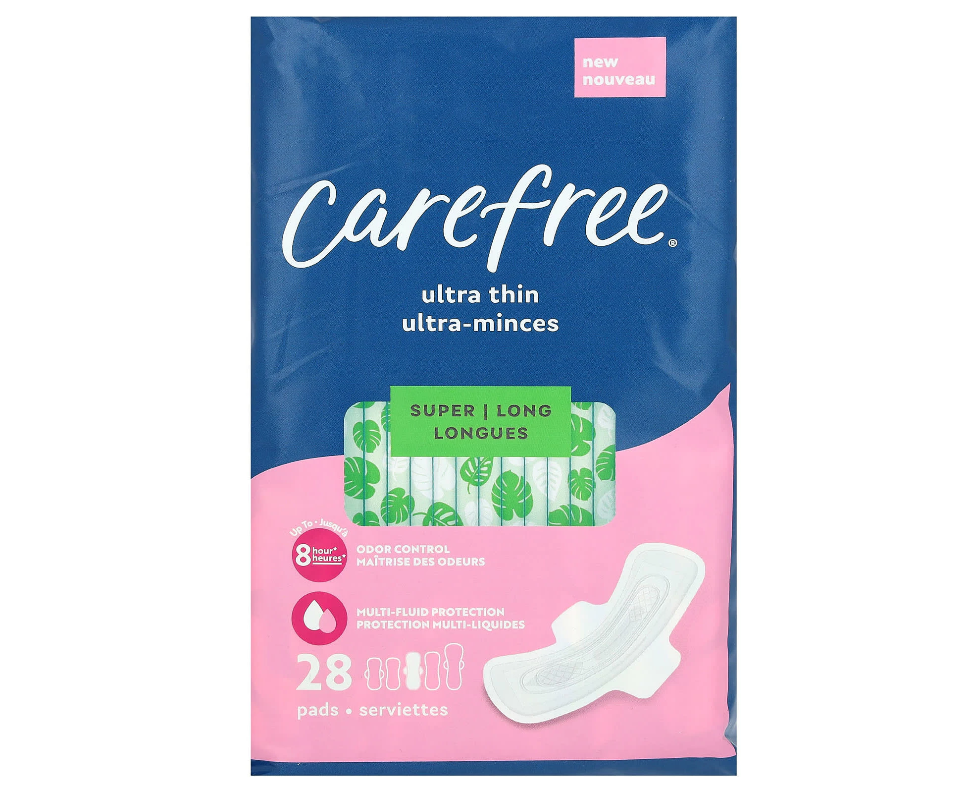 Carefree, Ultra Thin, Super Long with Wings, 28 Pads