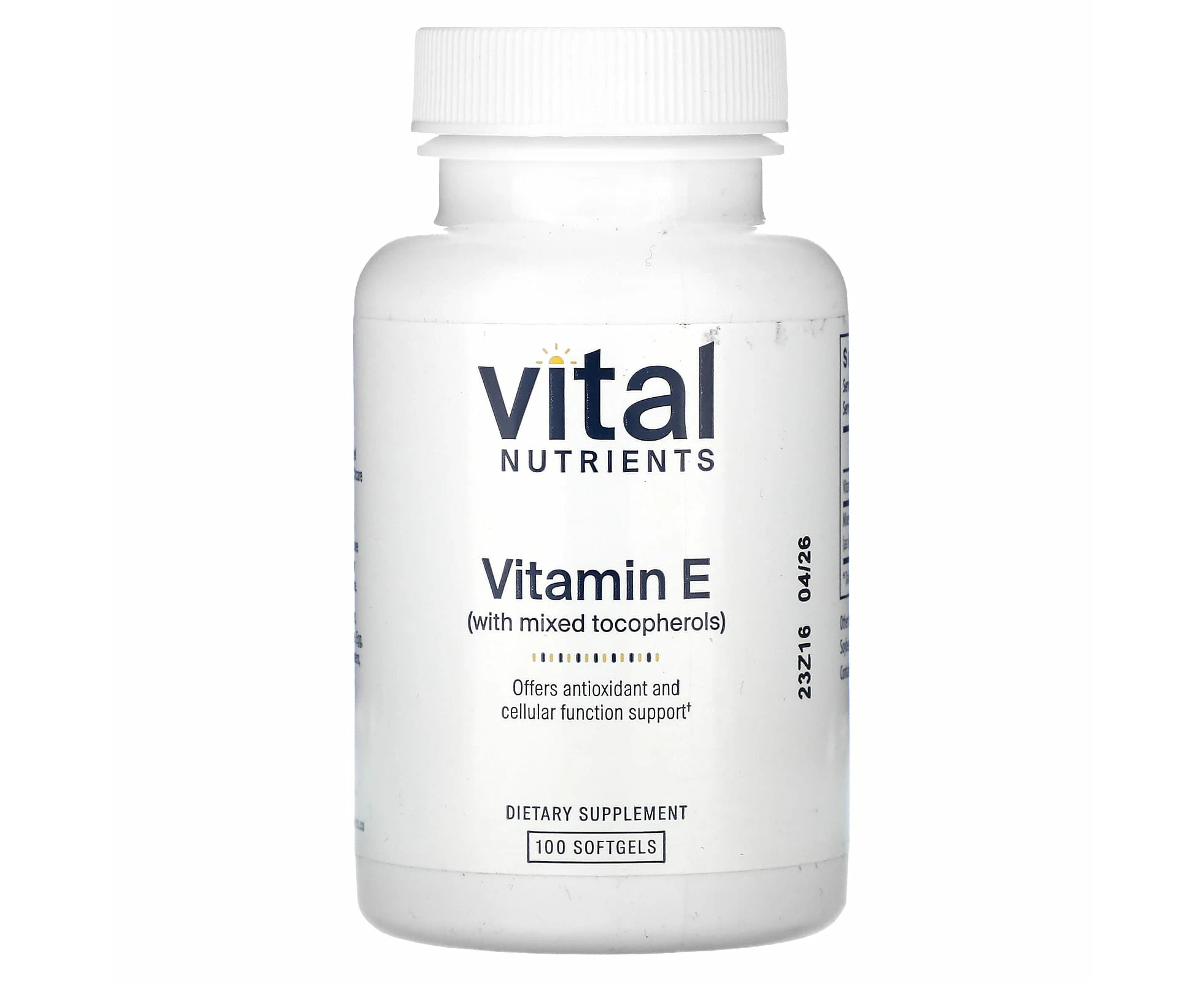 Vital Nutrients, Vitamin E With Mixed Tocopherols, 100 Softgels