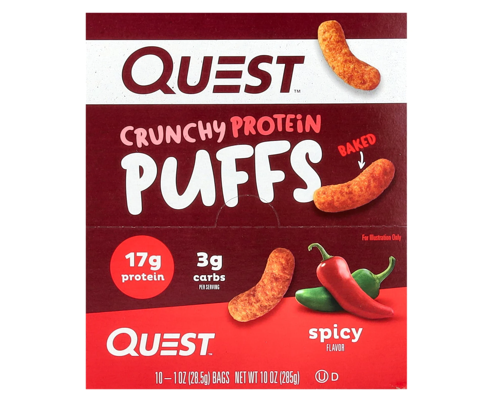 Quest Nutrition, Crunchy Protein Puffs, Spicy, 10 Bags, 1 oz (28.5 g) Each