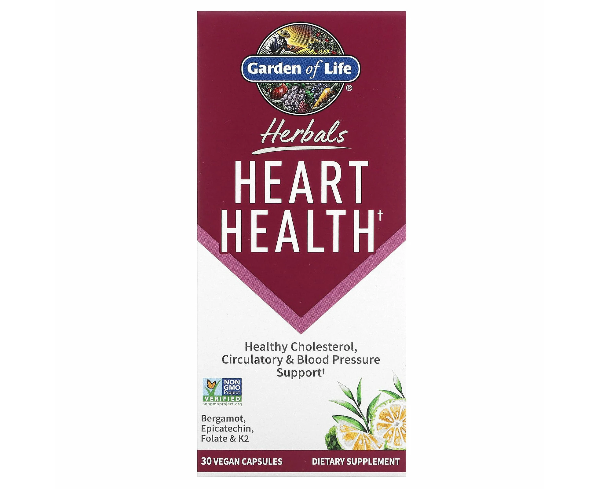 Garden of Life, Herbals, Heart Health, Sweet Citrus, 30 Vegan Capsules