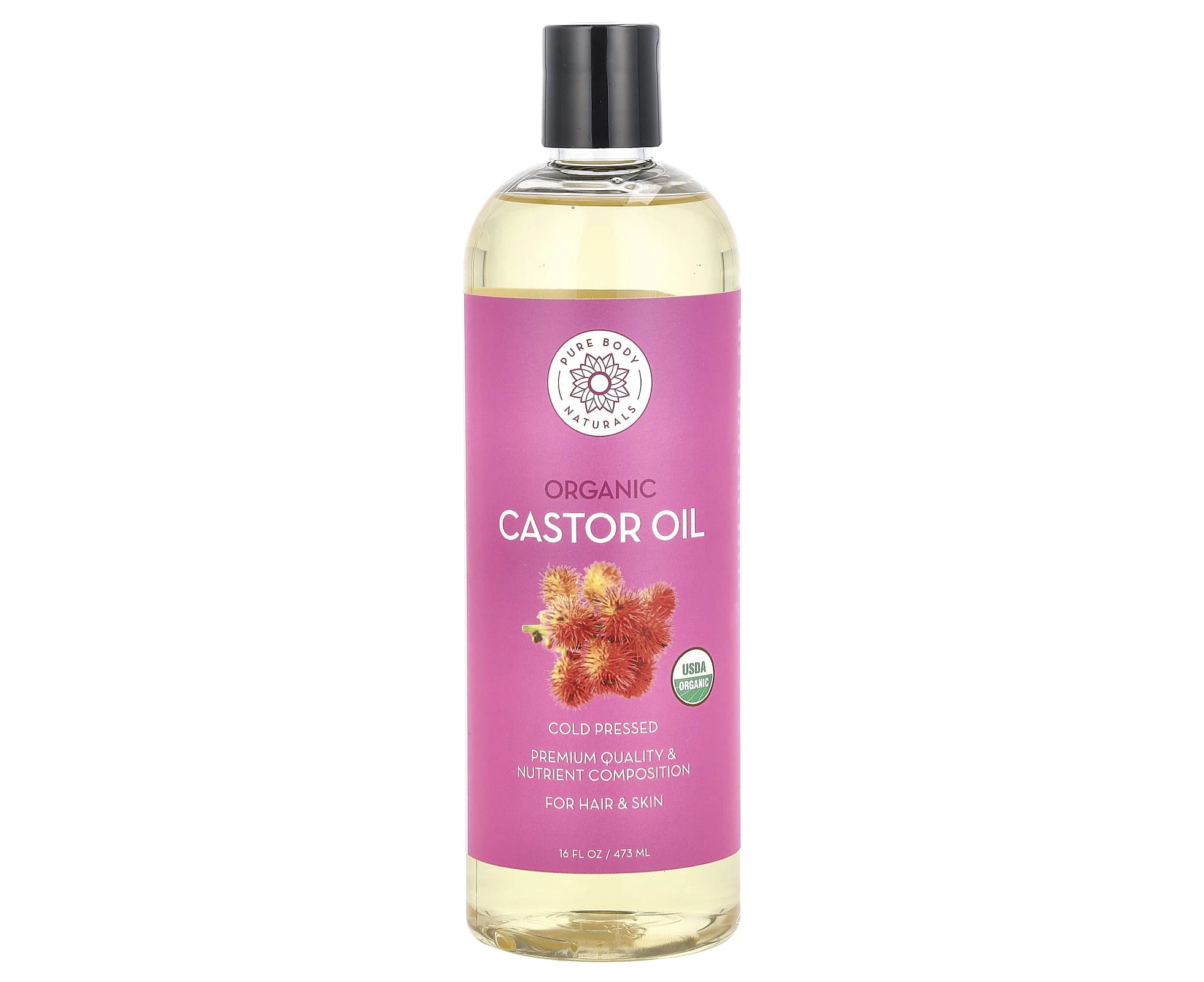 Pure Body Naturals, Organic Castor Oil, 16 fl oz (473 ml)