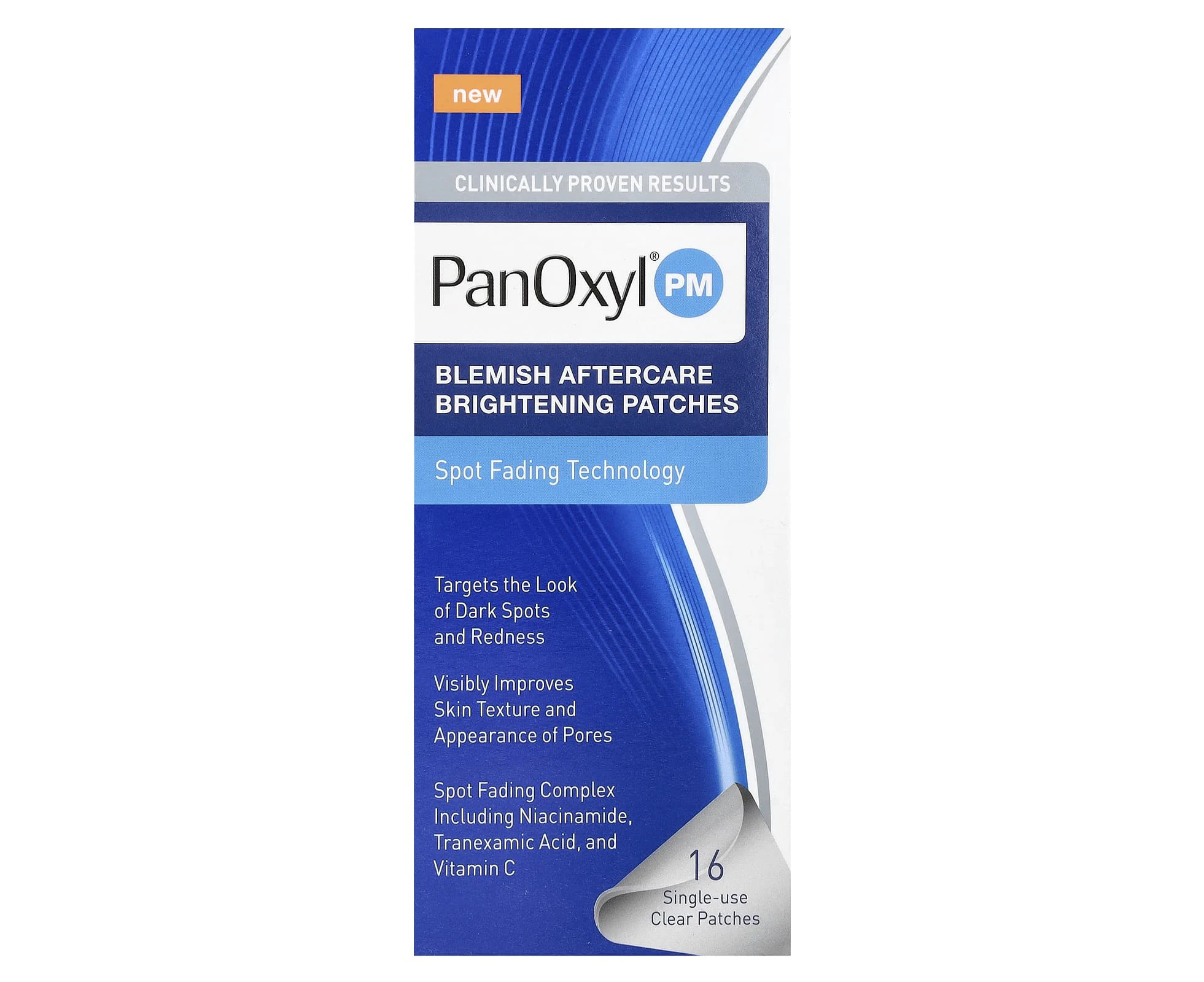 PanOxyl, PM, Blemish Aftercare Brightening Patches, 16 Single-Use Clear Patches