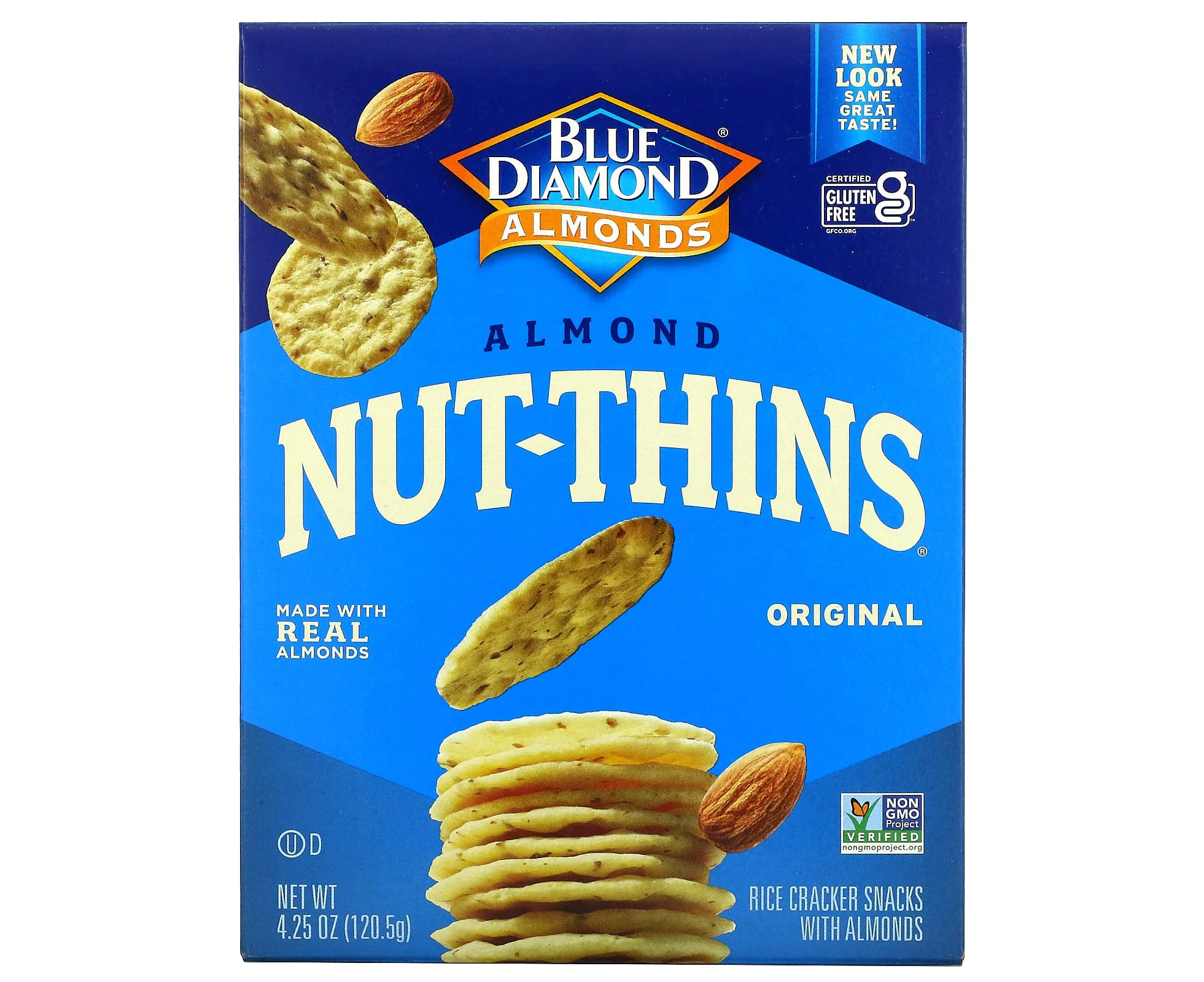 Blue Diamond, Almond Nut-Thins, Rice Cracker Snacks with Almonds, Original, 4.25 oz (120.5 g)