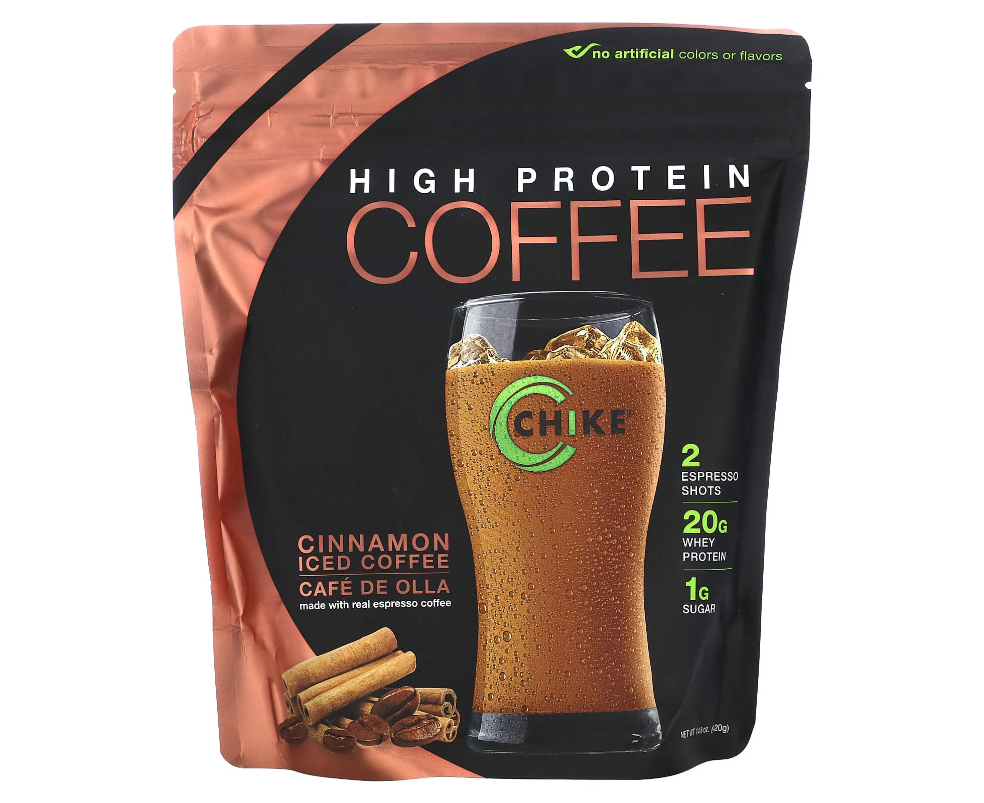 Chike Nutrition, High Protein Iced Coffee, Cinnamon, 14.8 oz (420 g)