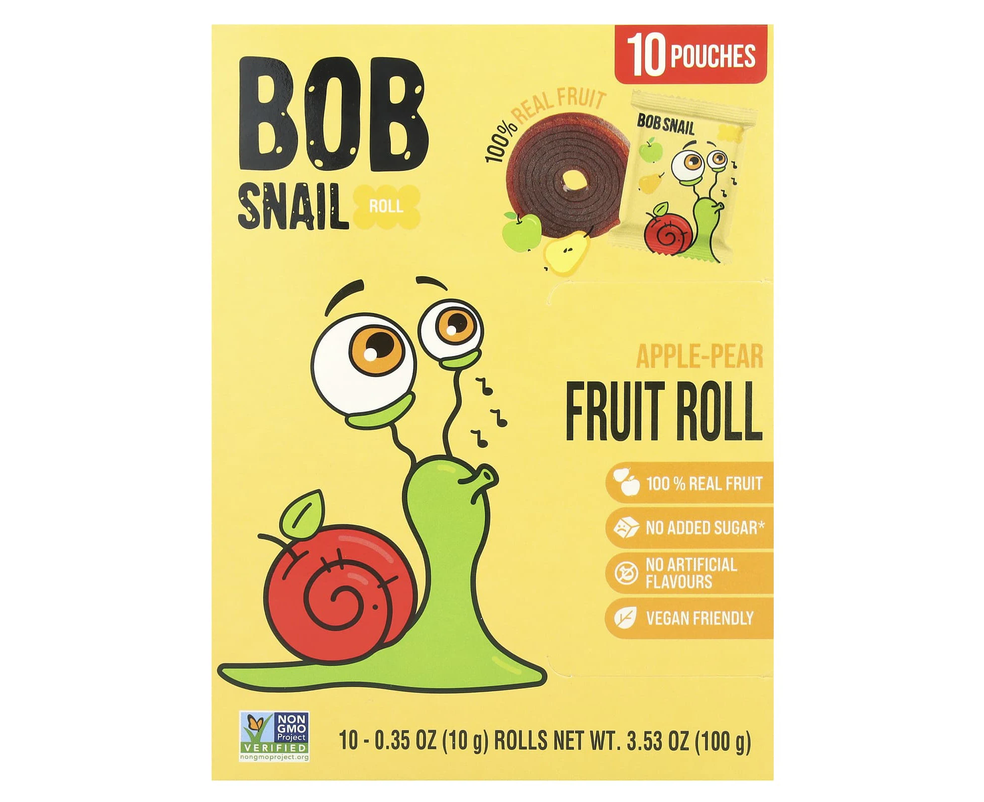 Bob Snail, Fruit Rolls, Apple-Pear, 10 Pouches, 0.35 oz (10 g) Each