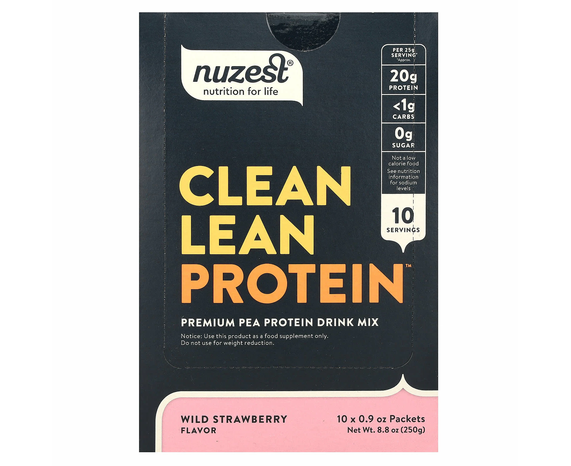 Nuzest, Clean Lean Protein, Wild Strawberry, 10 Packets, 0.9 oz (25 g) Each