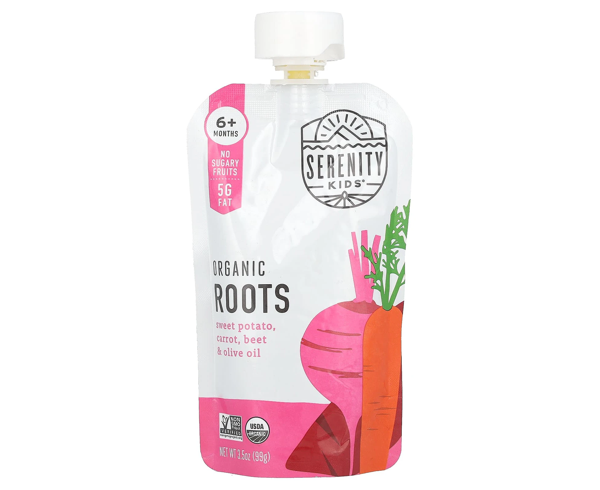 Serenity Kids, Organic Roots, 6+ Months, Sweet Potato, Carrot, Beet & Olive Oil, 3.5 oz (99 g)