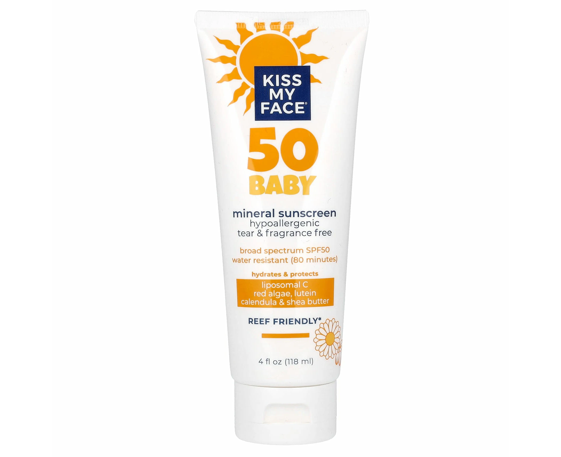 Kiss My Face, 50 Baby, Mineral Sunscreen, SPF 50, Fragrance Free, 4 fl oz (118 ml)