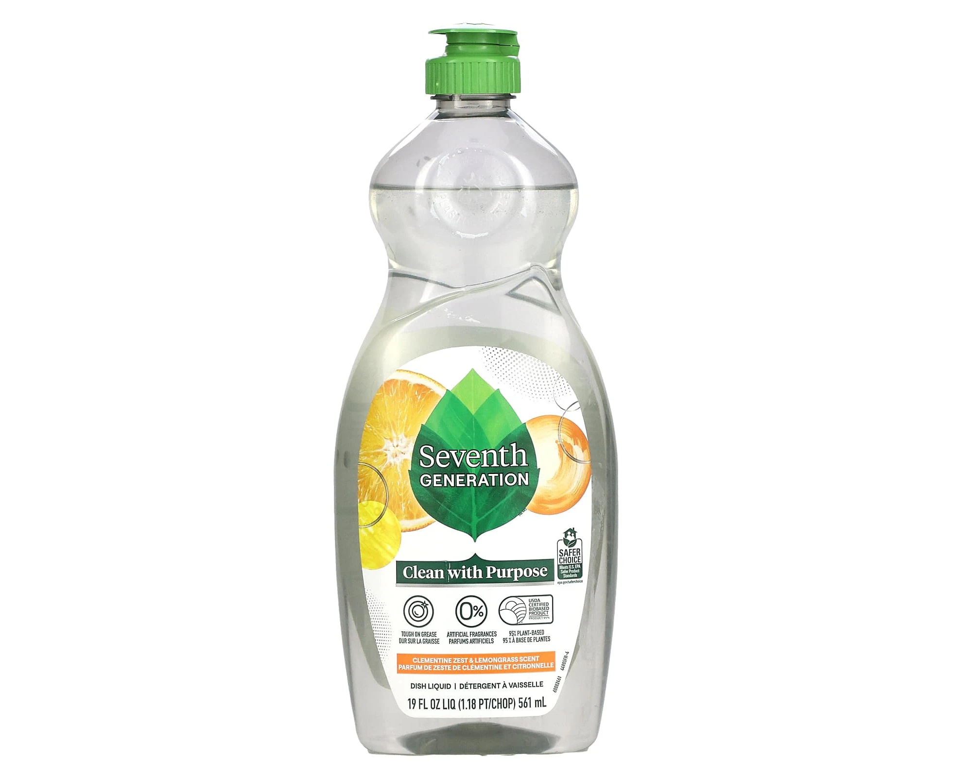 Seventh Generation, Dish Liquid, Clementine Zest & Lemongrass , 19 fl oz (561 ml)