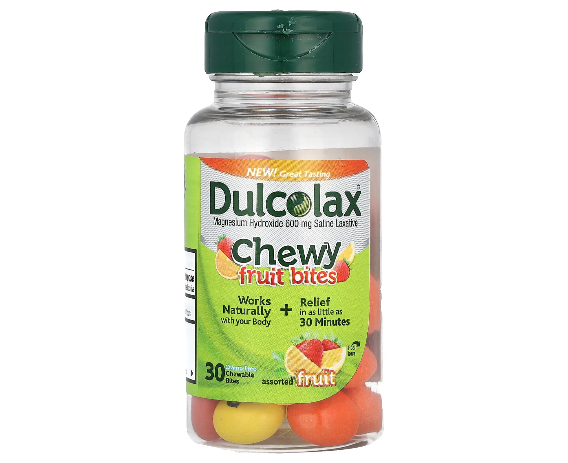 Dulcolax, Chewy Fruit Bites, Assorted Fruit , 30 Chewable Bites