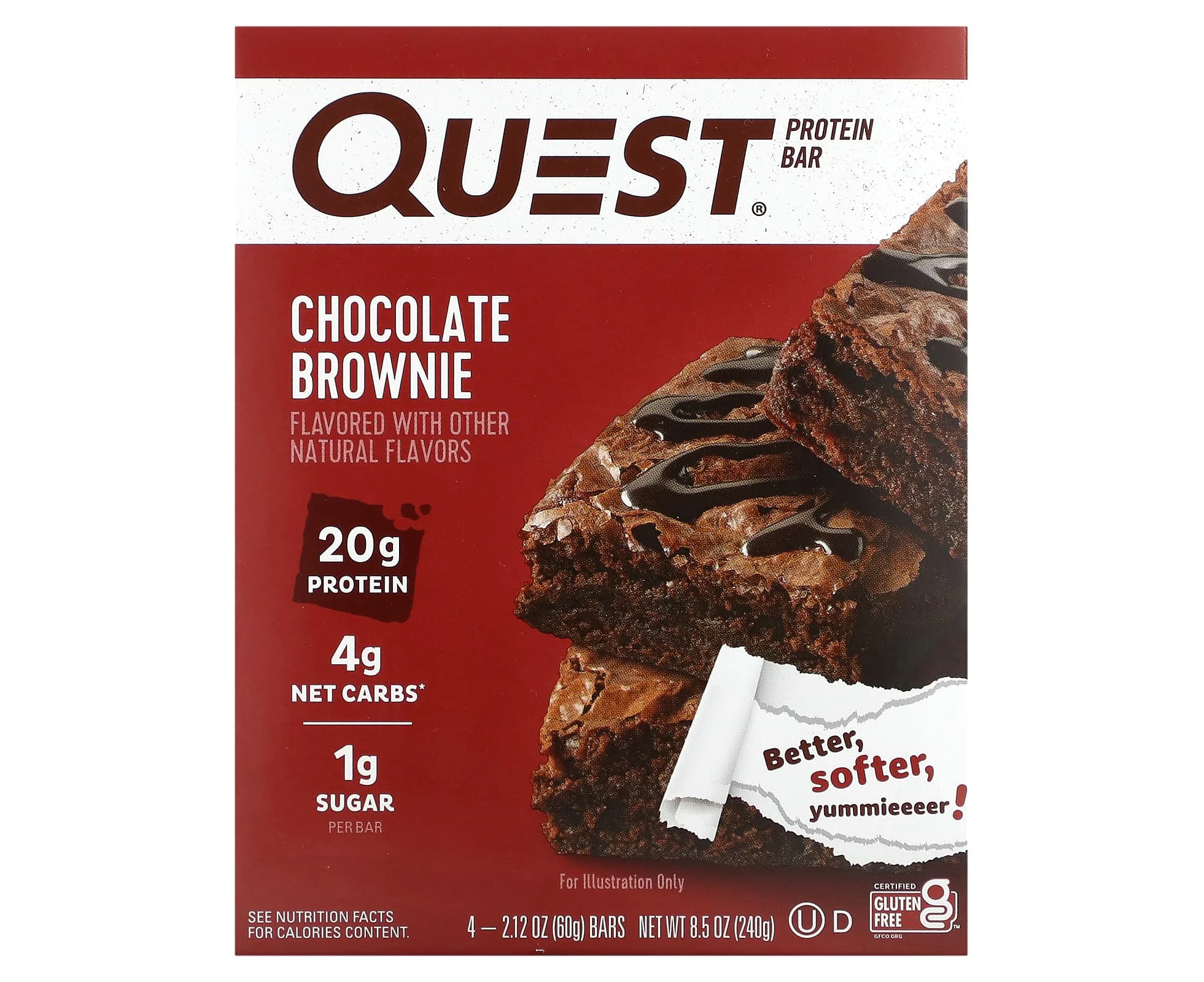 Quest Nutrition, Protein Bar, Chocolate Brownie, 4 Bars, 2.12 oz (60 g) Each